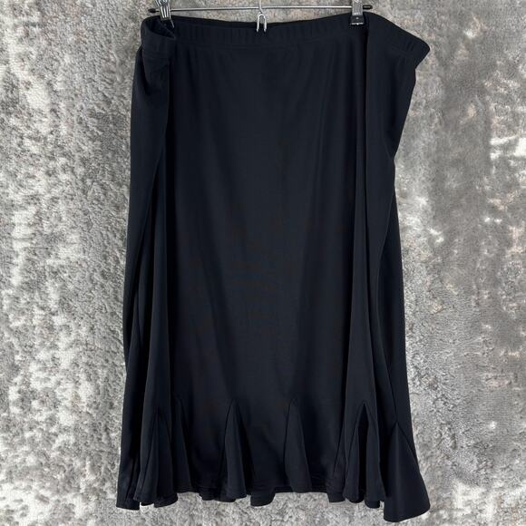 Avenue Plus Size 22/24 Minimalist Midi Stretch Skirt Black Pull On Casual - Picture 1 of 7